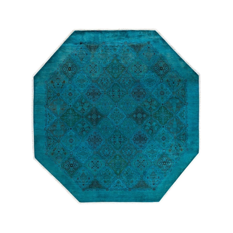 Fine Vibrance, One-of-a-Kind Hand-Knotted Area Rug - Blue, 8' 1" x 8' 1" - 8' 1" x 8' 1"