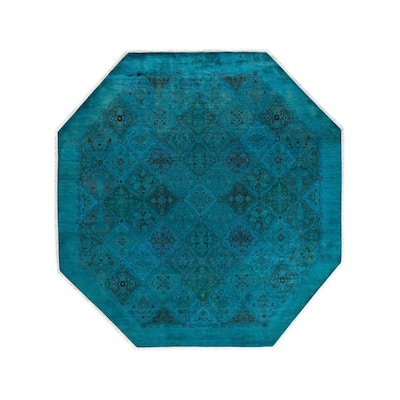 Fine Vibrance, One-of-a-Kind Hand-Knotted Area Rug - Blue, 8' 1" x 8' 1" - 8' 1" x 8' 1"