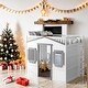 preview thumbnail 2 of 14, Elegant Design Full Size House Loft Bed With Ladder-White+Gray Frame Modern Multi-Functional Children's Bed