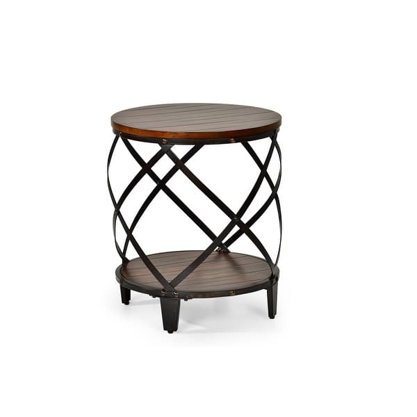 Carbon Loft Fischer Solid Birch/ Iron Round End Table Bed Bath