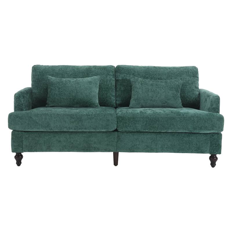 Green 68.9'' Chenille 2-Seater Sofa with Detachable Cushions and Wooden Legs