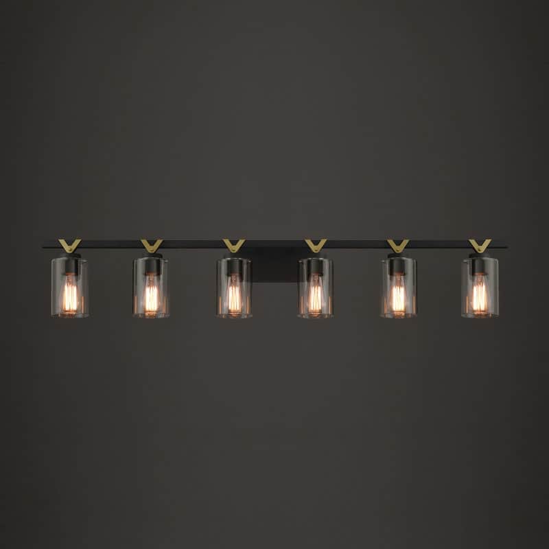 Roundhil 6-lights Farmhouse Faux Wood Grain Bathroom Vanity Light with UL Certified - 49'' W x 8'' H x 5'' D