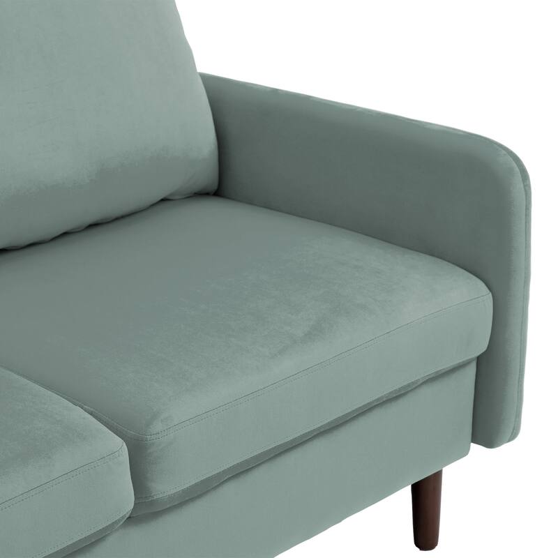Velvet Loveseat Sofa With Wood Legs