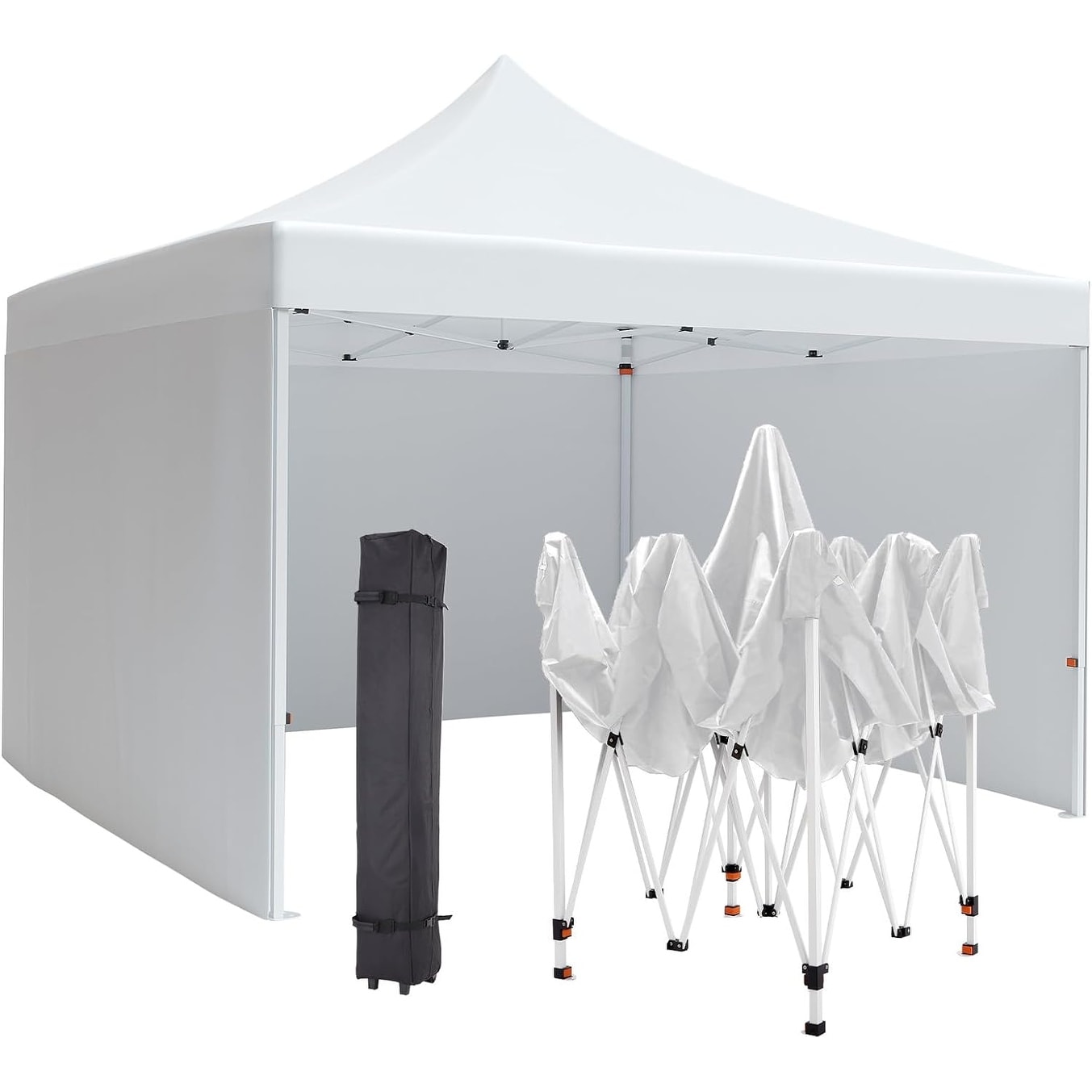 Portable Canopy Tent 10x10FT with 3 Side Walls Waterproof Windproof and UV Proof Gazebo Instant White
