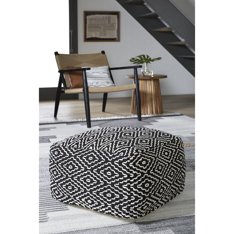 Signature Design by Ashley Jasett White/Black Pouf