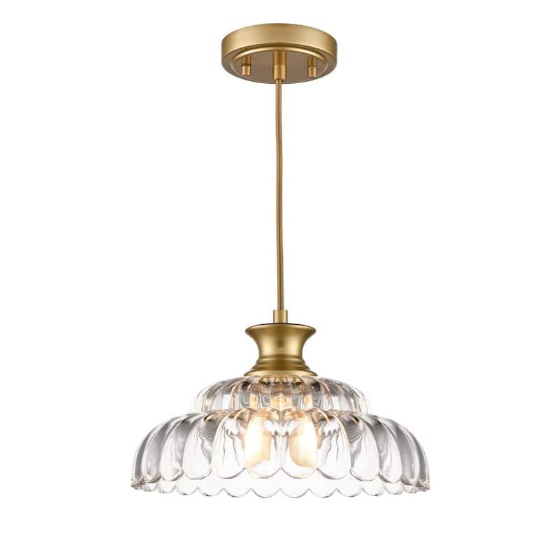 Livorno Brass Pendant Light Fixtures Flower Shade, 1-Light