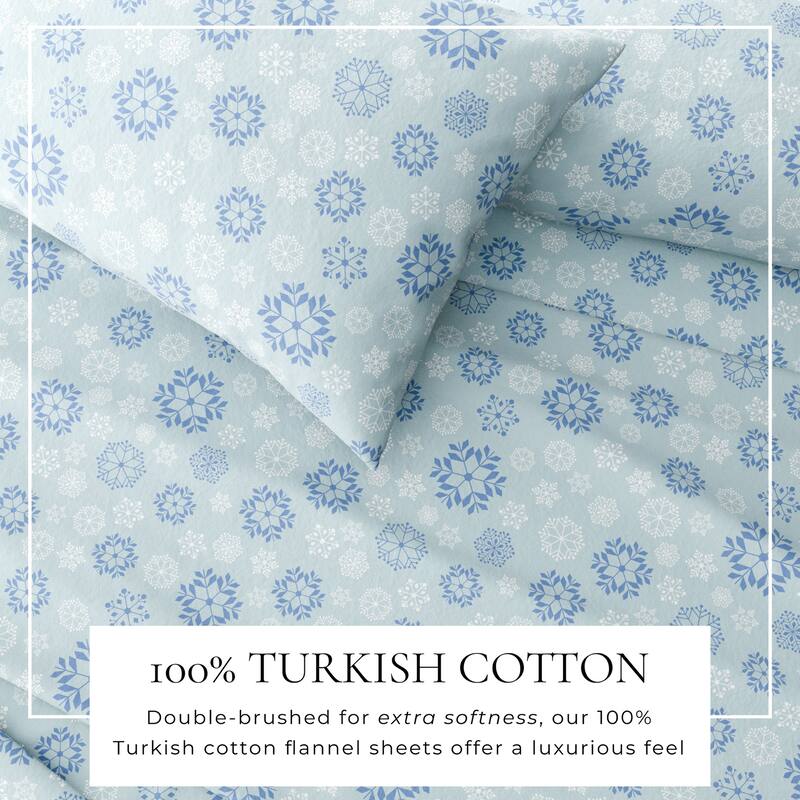 Linery & Co. Ultra-Soft Turkish Cotton Flannel Christmas Print Sheet Set