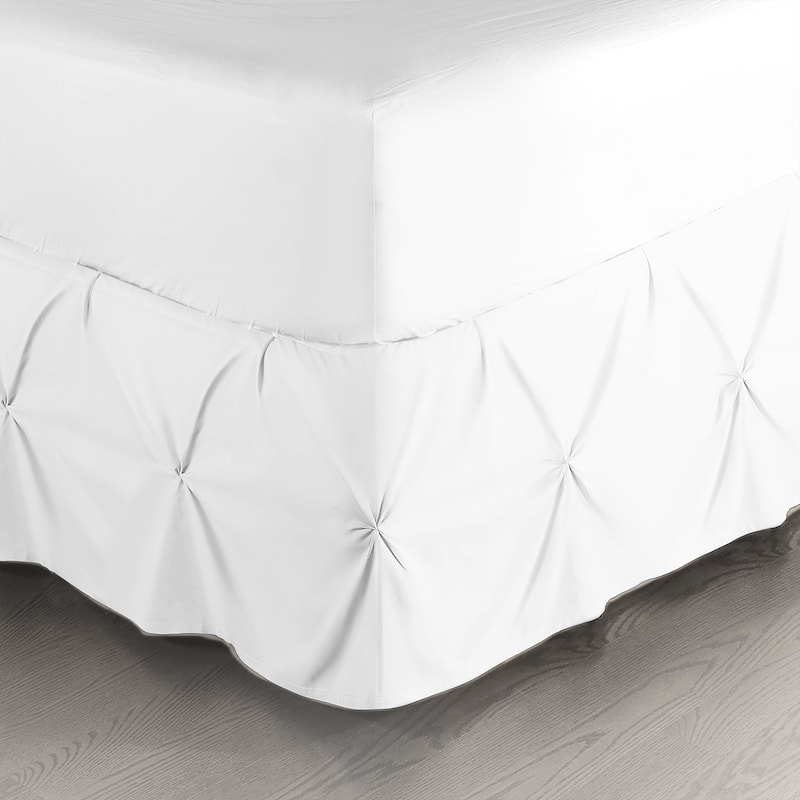 Nestl Pinch Pleat Bed Skirt - Soft Premium Microfiber Ruffle Bed Skirt - 14" Tailored Pintuck Wrap Around Dust Ruffle