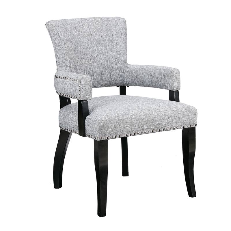 Arm Dining Chair 1 Piece, Silver Nailhead trim Dining Room Chairs - Grey