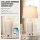 preview thumbnail 3 of 9, Beige Resin Table Lamps 3-way Touch Dimming Switch USB & Type-C Charging Ports AC Outlet (Set of 2)