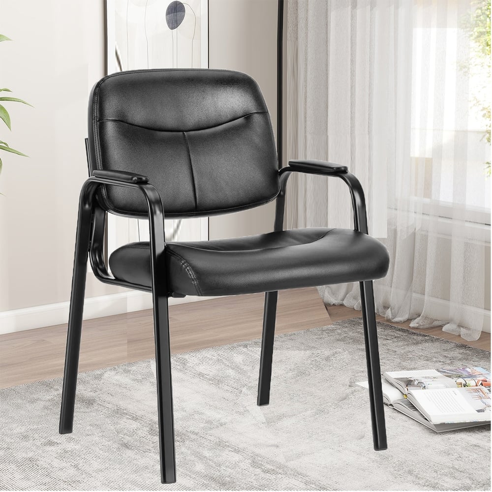Reception Chairs, Leather Office Desk Guest Side Chair for Home Conference Lobby Area Meeting Church Medical Clinic Elderly