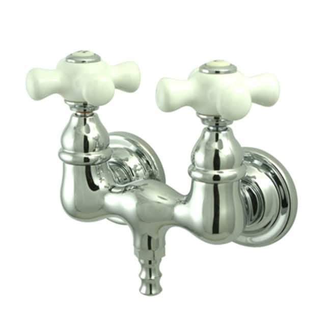 Kingston Brass Vintage Wall Mounted Clawfoot Tub Filler with Porcelain - Polished Chrome
