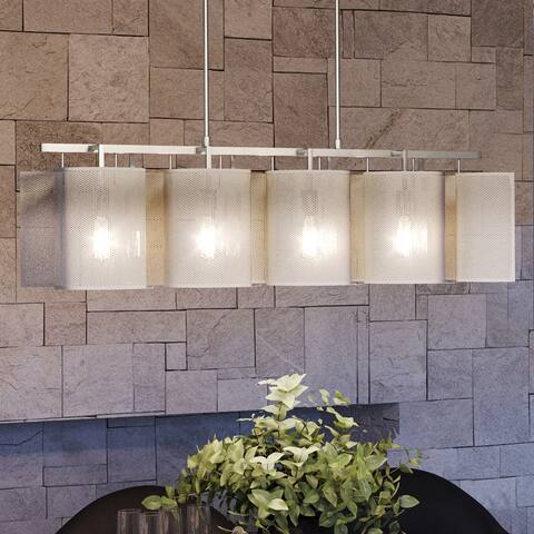 Luxury Modern Chandelier, 12"H x 40"W, with Organic Style, Matte White & Polished Chrome, by Urban Ambiance