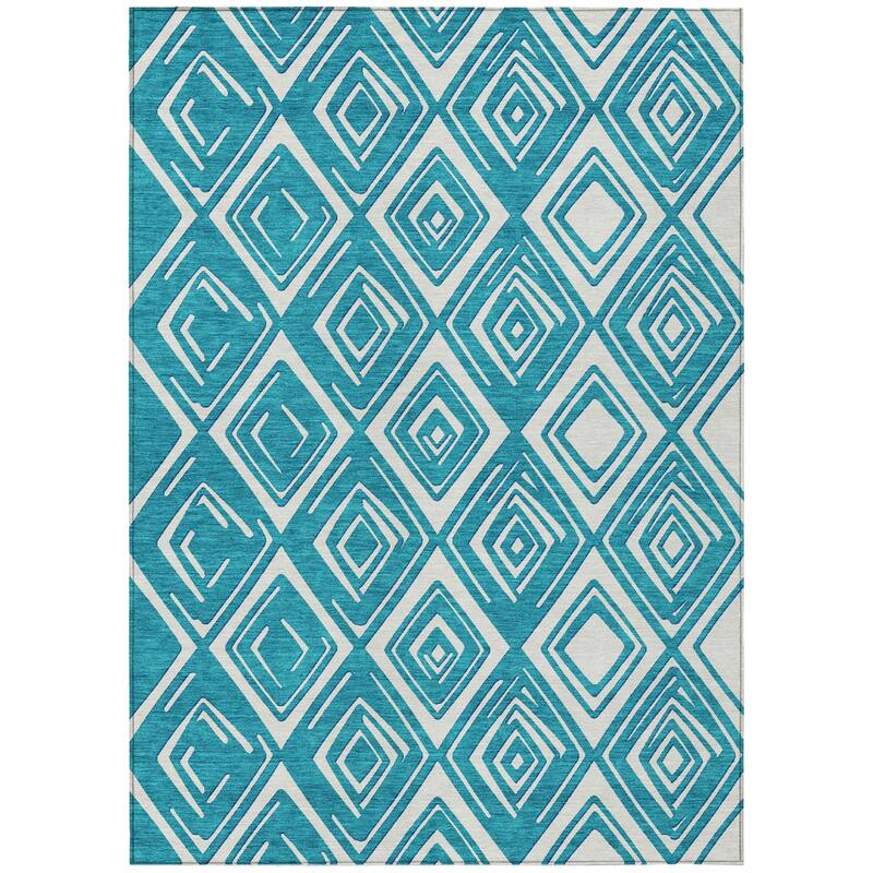 HomeRoots Geometric Transitional Rectangle Outdoor Rug