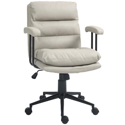 PU Leather Office Chair - Adjustable Height, Swivel Wheels & Double-Tier Padding
