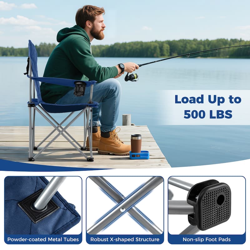 Gymax 2PCS Oversized Camping Chairs Heavy Duty Outdoor Folding Chair