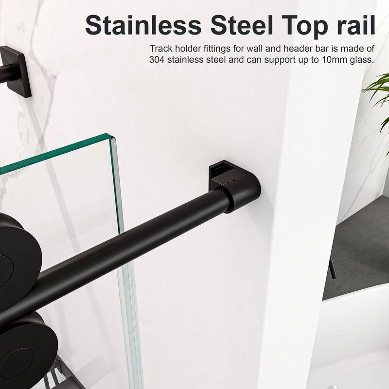 44"-48"W*76" H Frameless Single Sliding Shower Door - 5/16" (8mm) Clear Tempered Glass, Bypass Design