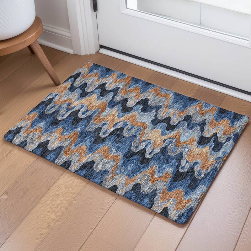 Machine Washable Indoor/ Outdoor Modern Mason Chantille Rug