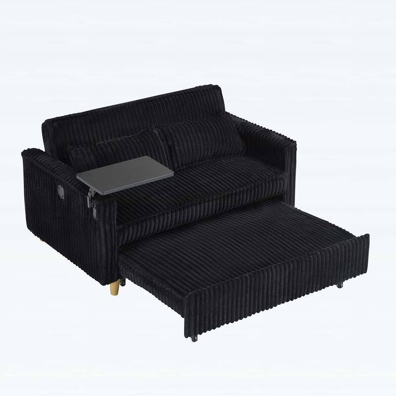 Pull-Out and Push-In Sofa with Movable Tabletop and USB Ports, Ideal for Living Rooms and Bedrooms