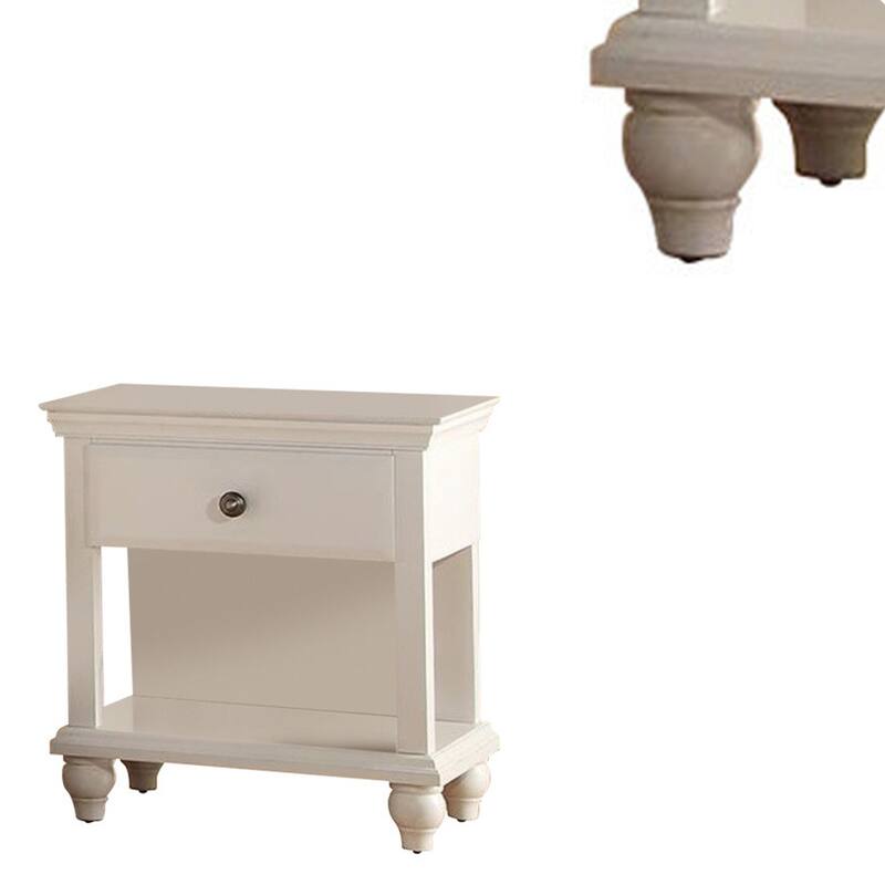 White 1 Drawer 24 in. W Nightstand with Sturdy Hardware and Ample Storage