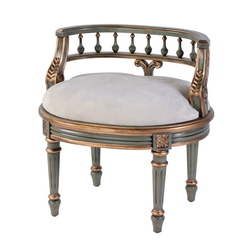 Hathaway 22.5 in. W Oval Upholstered and Wood Traditional Vanity Seat - Royal Pastel Green