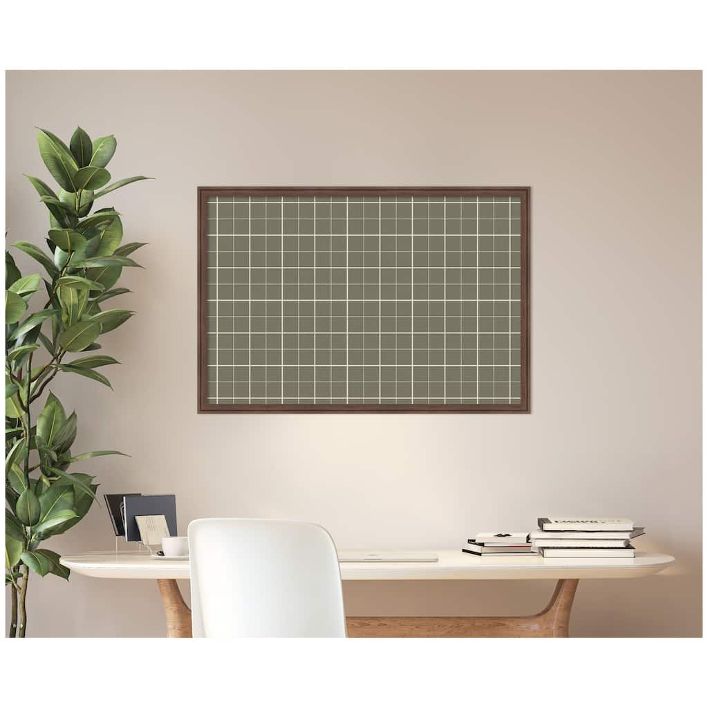 Kate and Laurel Framed Fabric Pinboard Sage Green Plaid Wall Organization