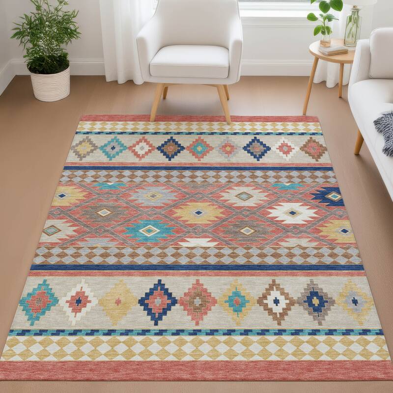 Machine Washable Indoor/ Outdoor Global Clemente Chantille Rug