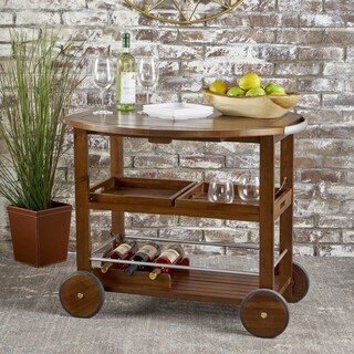 Cynthia Farmhouse Cottage Acacia Wood Bar Cart with Drop Leaf by Christopher Knight Home