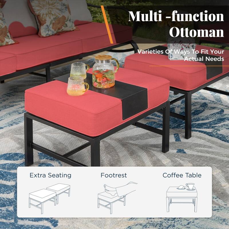 MAISON ARTS Patio Furniture Set 4/6-Piece Outdoor Conversation Set with Gas Fire Pit Table
