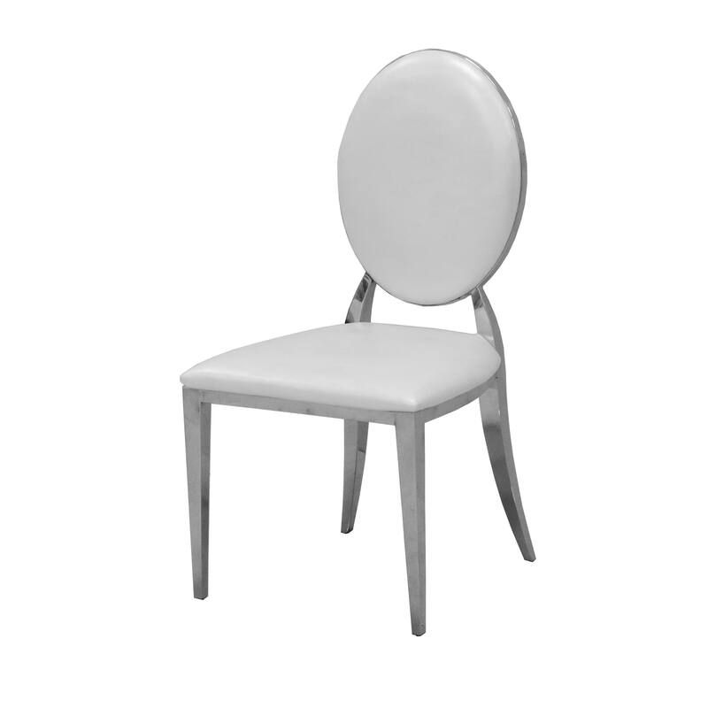 Leatherette Dining Chair Set of 2 with Stainless Steel Legs