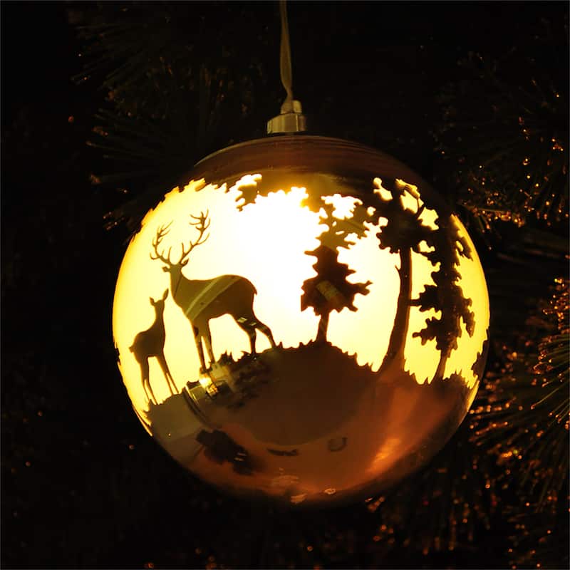 Antique Bronze Mercury Glass Ball Ornament Hanging Christmas Ornaments - Brown