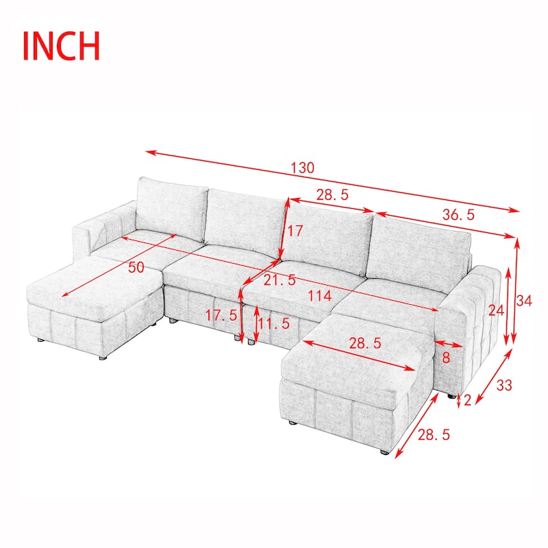 Beige Modular 4-Seater Sectional Sofa with Plush Cushions - Bed Bath ...