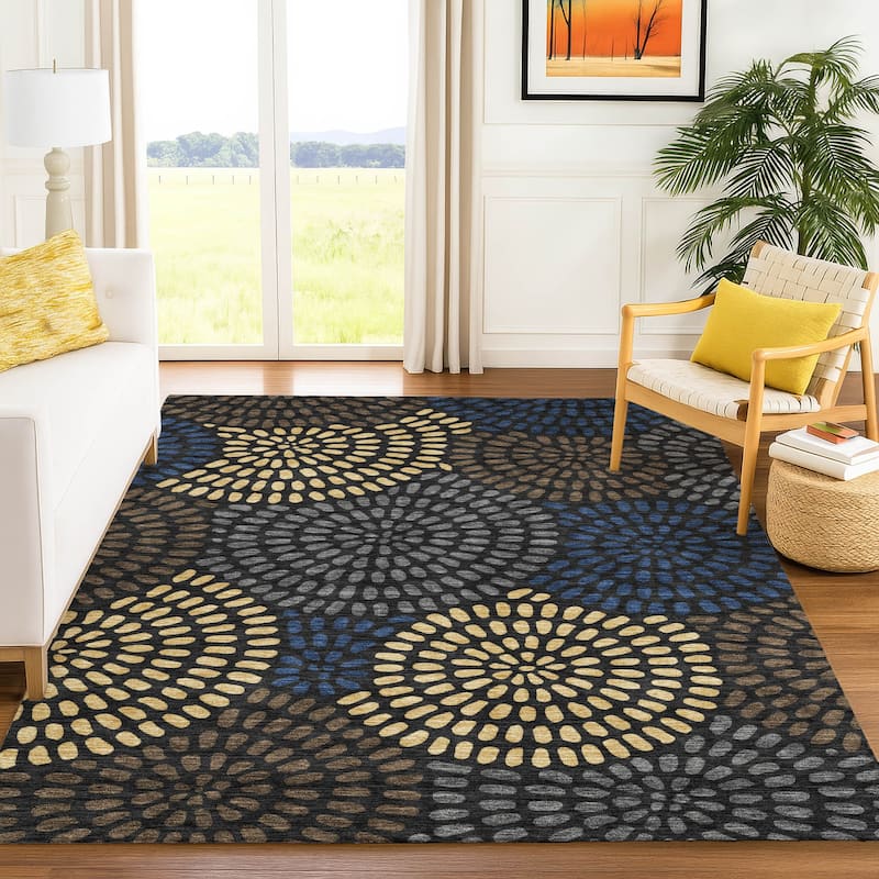 Machine Washable Indoor/ Outdoor Casual Ric Chantille Rug