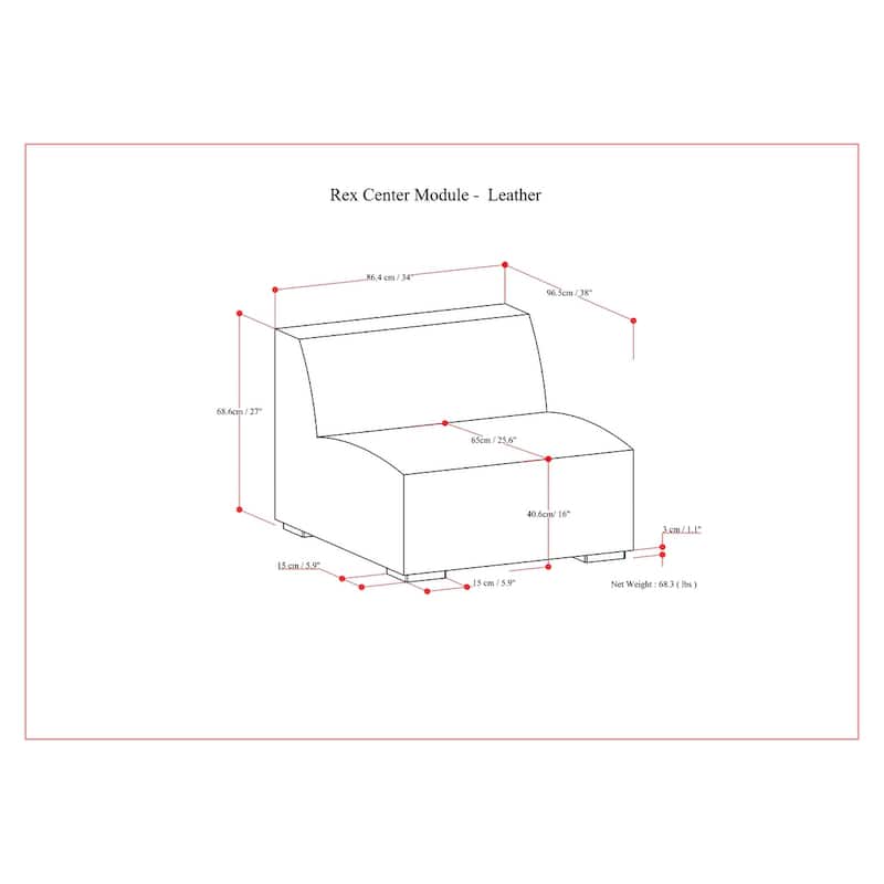 WyndenHall Biggs Center Armless Sofa Module
