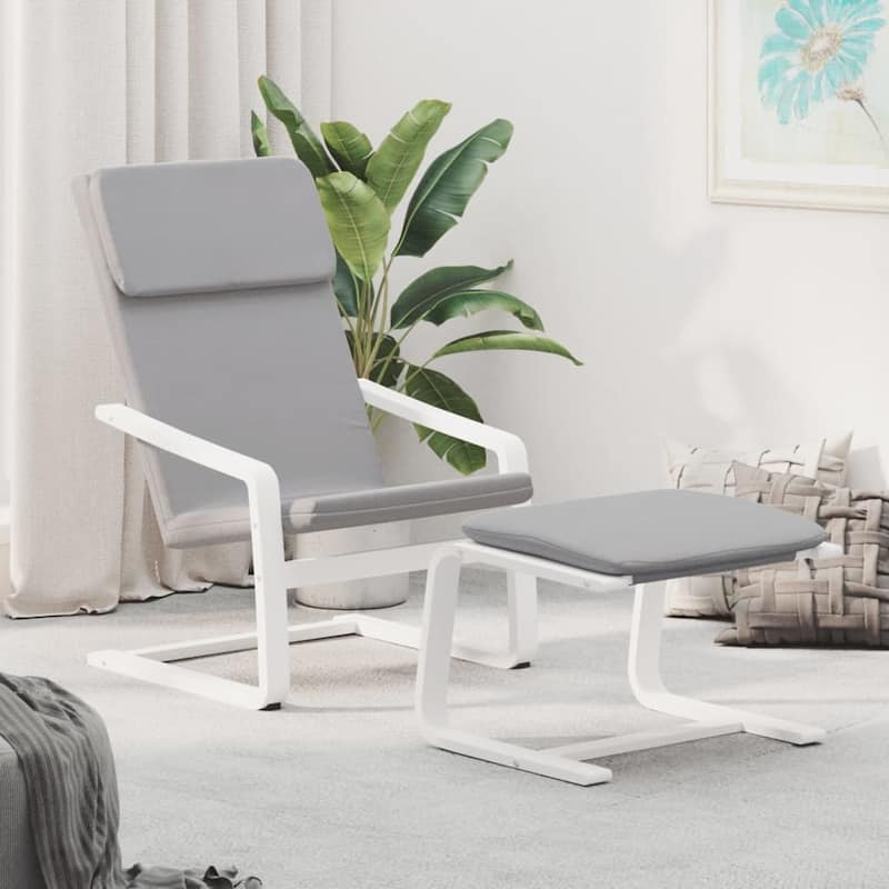 vidaXL Relaxing Chair with Footstool Cream Fabric - 20.1" x 16.1" x 15.7"