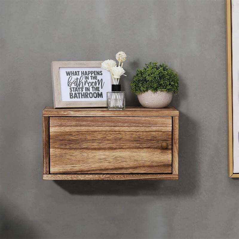 Floating Shelves for Wall Wood Shelf with Removable Door Farmhouse Rustic Wood - 7.1"D x 13.7"W x 7.1"H