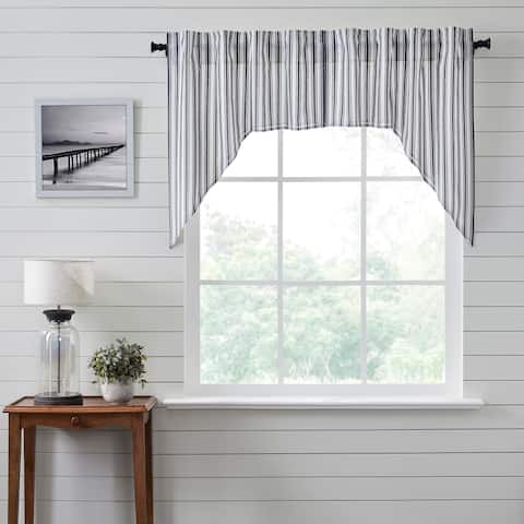 Sawyer Mill Black Ticking Stripe Swag Set of 2 36x36x16 - M