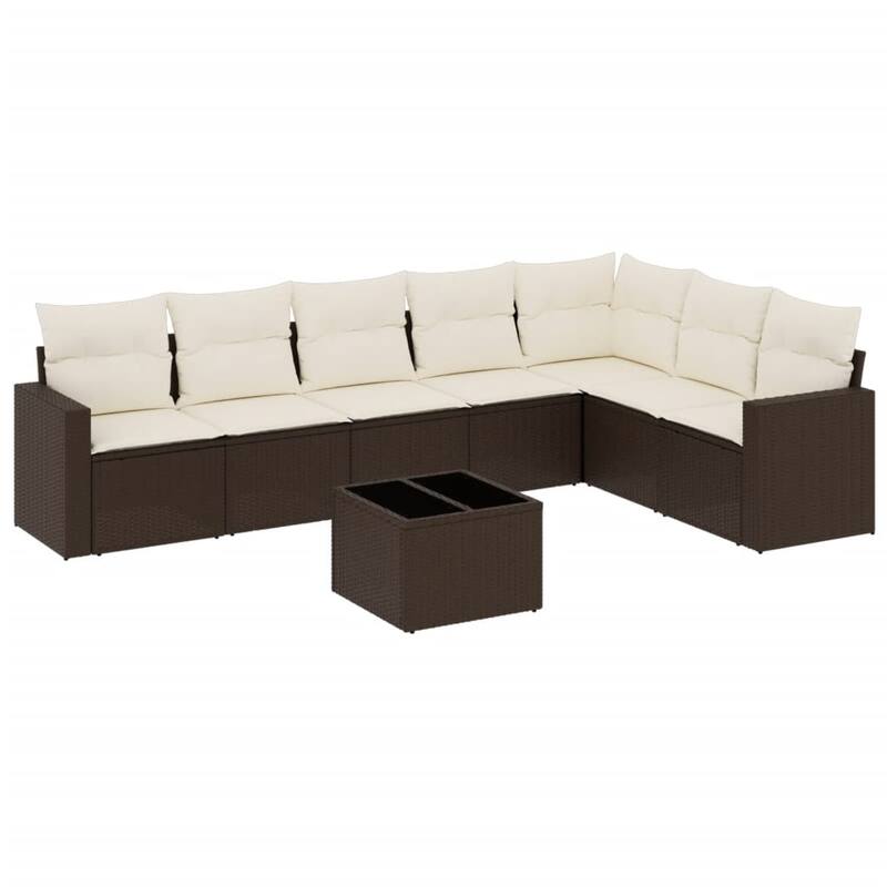 vidaXL Garden Sofa Set Brown Poly Rattan Large UV-resistant materials - 25.8 x 24.4 x 27.2