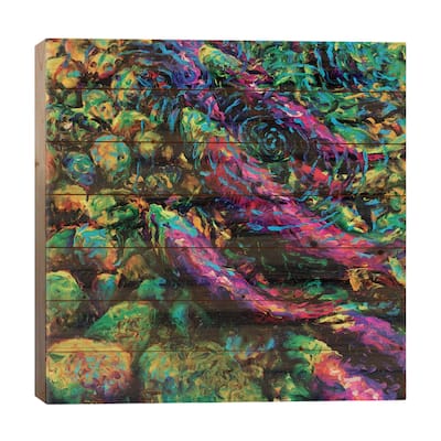 Ankle Deep In Sockeyes Print On Wood by Iris Scott - Multi-Color