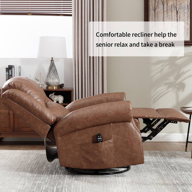 Manual Recliner Chair with Heat & Massage, Ergonomic Lounge Sofa Chair, Swivel Recliner Chair with Side Pocket
