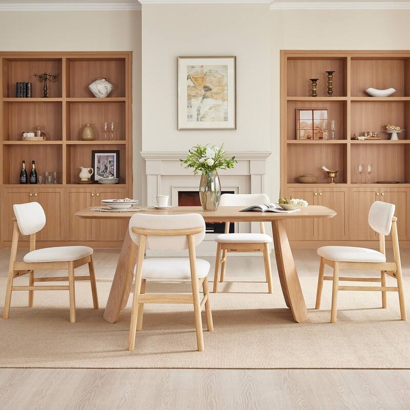 Spruce & Spring 5-Piece Modern Dining Table Set with Upholstered Chairs and Butterfly-Leg Base Table