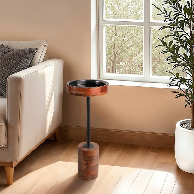 Sagebrook Home Wood and Metal Inmar Brown Table, Perfect for Living Room, Bedroom, Office