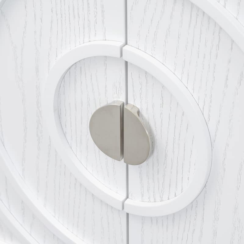 Retro Sideboard Doors with Circular Groove Design Round Metal Door Handle - 60"L x 16"W x 32"H