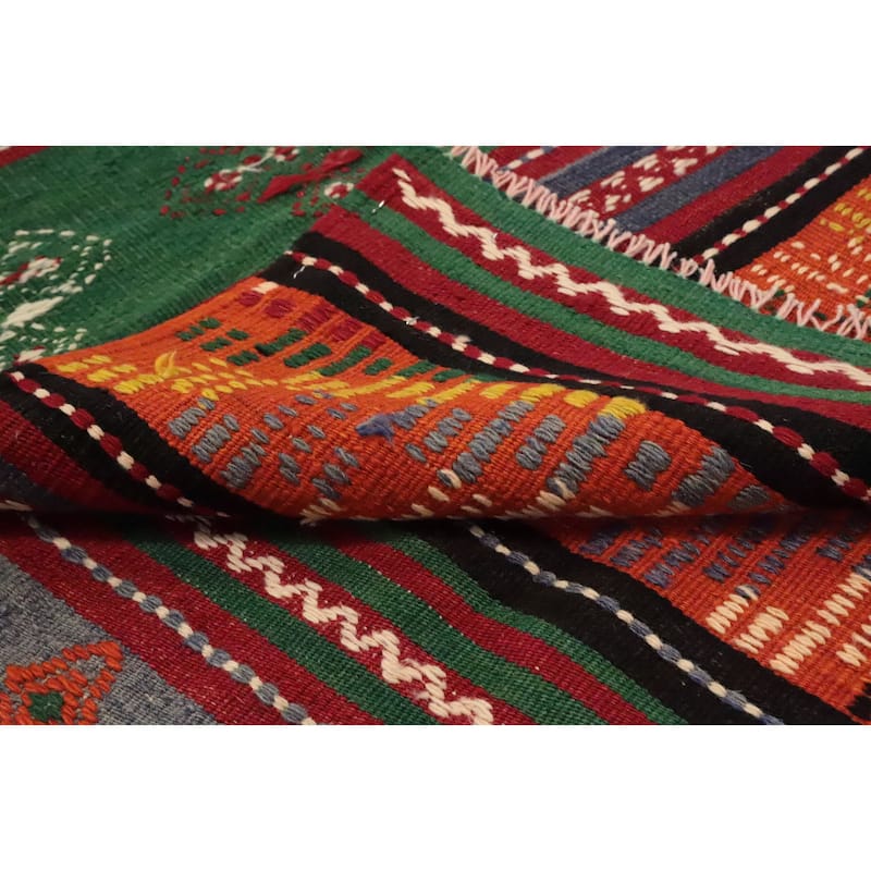 Hand Woven Oriental 100% Wool Carpet Southwestern Tribal Multi-Colored Kilim Area Rug - 9' 5'' X 5' 2''