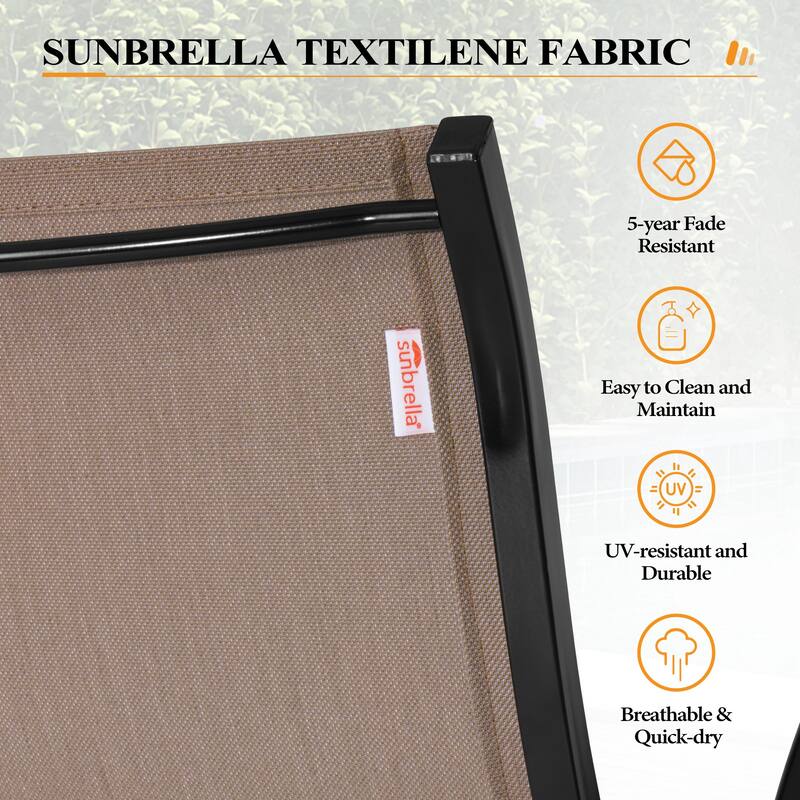 11-Piece Outdoor Dining Set Aluminum Table and Swivel Sunbrella Dining Chairs with Umbrella and Base