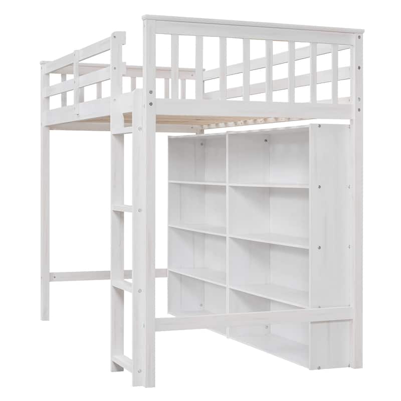 Loft Bed with Storage Shelves