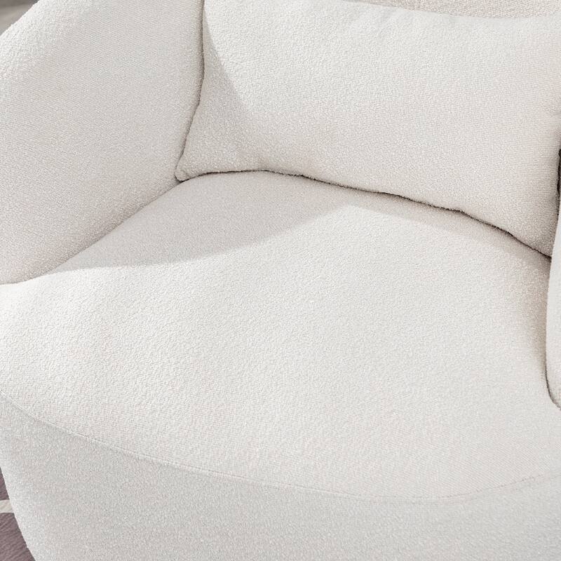 KINWELL 34" Wide Boucle Fabric Upholstered Swivel Armchair (Set of 2)