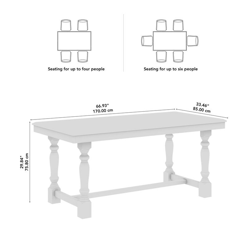 Bush Furniture Sterling 67W Squire Trestle Dining Table