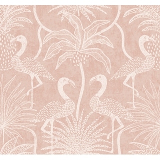 A-Street Prints Biscayne Coral Flamingo Beach Wallpaper