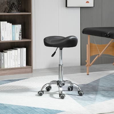 Height Adjustable Rolling Salon Saddle Stool